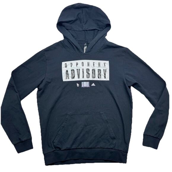 Adidas Hoodie Mens Medium Dame EXTPLY Opponent Advisory Black No Drawstring - Picture 1 of 11